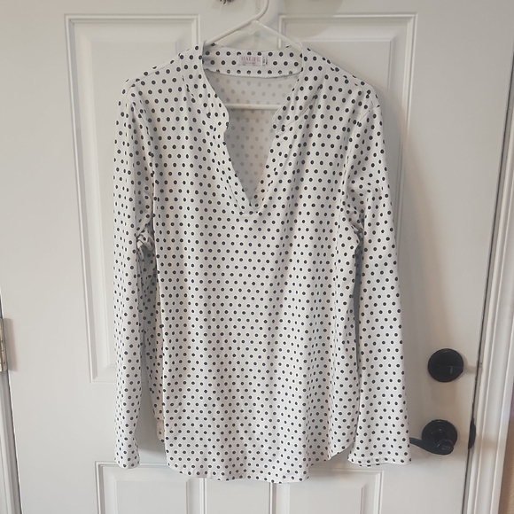 Halife Tops - Chic Black and White Polka Dot Blouse
